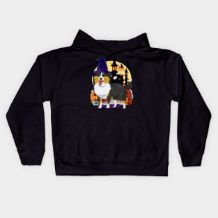 Shetland Sheepdog Halloween Pumpkin Witch Kids Hoodie